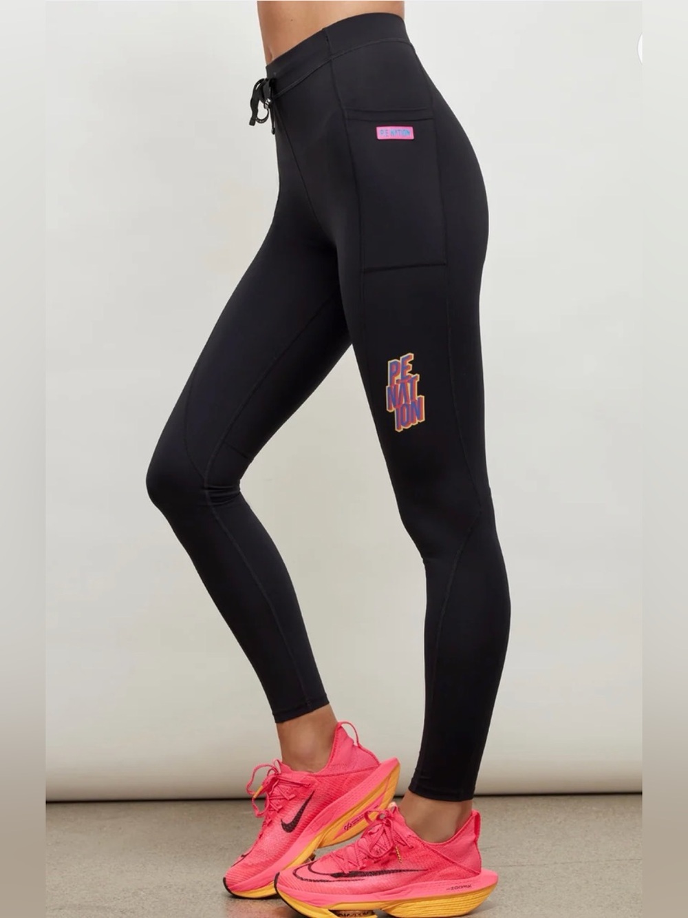 P.E Nation Daze High Rise Leggings Black Size Large Pockets GUC